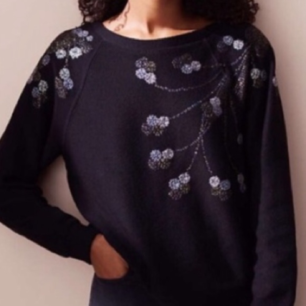 Lou&Grey Black Sweater with Sequined Florals